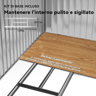 Caseta De Jardín 2.5M² en Acero Galvanizado Con Base y Salidas de Aire, Cobertizo para Herramientas Con Techo Inclinado, Doble Puertas Correderas Bloqueables, 213X130X185 Cm, Verde Oscuro