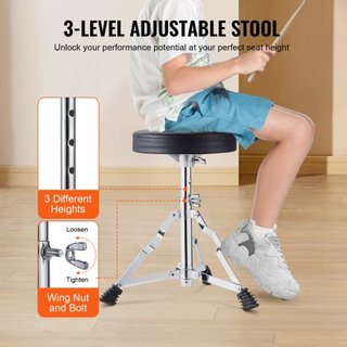 Juego de Batería para Niños, 3 Piezas, Juego de Batería para Principiantes de 14 pulgadas con Asiento Ajustable, Pedal de Platillo, Dos Pares de Baquetas, Tom de 8", Caja de 10", Batería de 14", K...