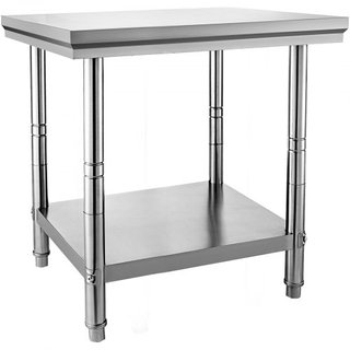 Tavolo di Preparazione in Acciaio Inox, 24 x 30 x 31 Pollici, Capacità di Carico 700 lbs, Tavolo da Lavoro in Metallo ad Alta Resistenza con 3 Livelli di Altezza Regolabili, Stazione di Lavoro...
