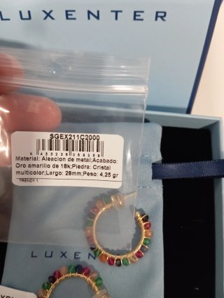 Pendientes Aro Cristal y Chapado Oro Luxenter