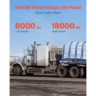 Cintas de Winch, 4" x 30', Capacidad de Carga de 6000 lbs, Resistencia a la Rotura de 18000 lbs, Cintas para Camiones con Gancho Plano, Amarras para Cama Plana Control de Carga para Remolques, Gra...