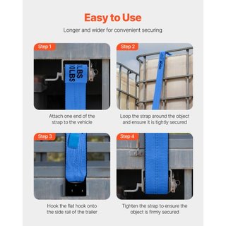 Cintas de Winch, 4" x 30', Capacidad de Carga de 6000 lbs, Resistencia a la Rotura de 18000 lbs, Cintas para Camiones con Gancho Plano, Amarras para Cama Plana Control de Carga para Remolques, Gra...