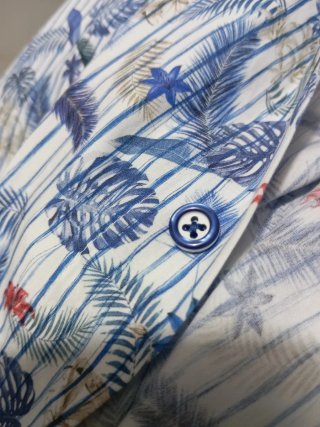 Camisa Empire Estampada Azul y Blanca