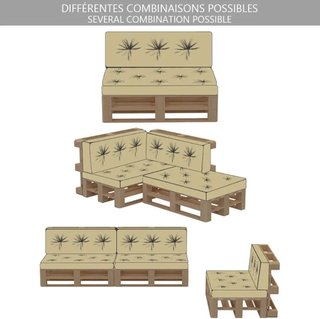 Cojines para Palets VOUNOT 120 x 80 cm Beige