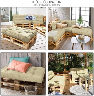Cojines para Palets VOUNOT 120 x 80 cm Beige