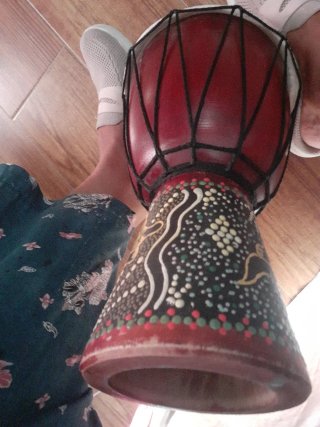 Tambor Djembe Madera Dibujado a Mano