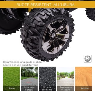 Quad Eléctrico de 12V para Niños de 3-5 Años 3-8Km/H, Coche Eléctrico para Niños con Batería de 10AH, Música, MP3, USB, Tarjeta TF, Faros y Pedal, en PP y Metal, 100X65X73 Cm, Amarillo