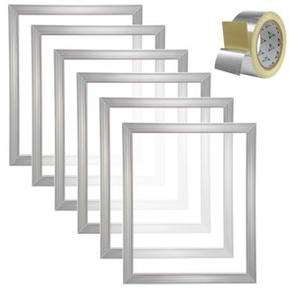 Kit de Serigrafía, 6 Piezas de Marcos de Serigrafía de Aluminio, Marco de Serigrafía de 18x20 pulgadas con Malla de 160 Cuentas, Malla de Nylon de Alta Tensión y Cinta de Sellado para Impresión de...