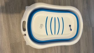 Bañera Bebé Plegable Blanca y Azul