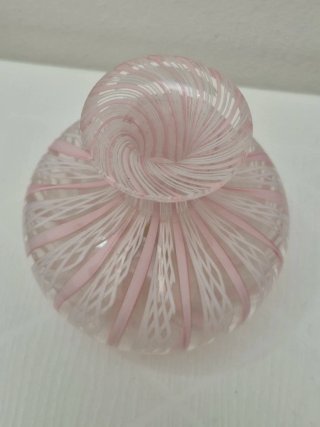 Vaso Murano Vetro Rosa Trasparente