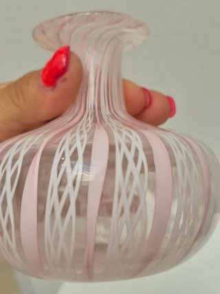 Vaso Murano Vetro Rosa Trasparente