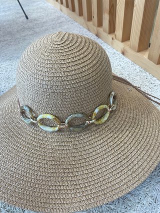 Pamela/Sombrero Mujer Beige con Cadena