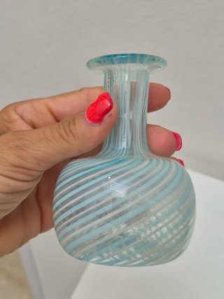 Boccetta in vetro Murano blu e trasparente