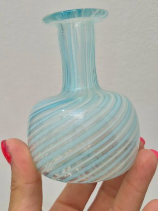 Boccetta in vetro Murano blu e trasparente