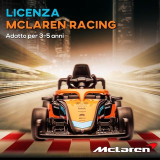 Coche Eléctrico de 12V para Niños de 3-5 Años con Licencia McLaren, Coche Eléctrico con Suspensión, Control Remoto, Música, MP3 y Claxon, en PP y Acero Inoxidable, 115X67X50 Cm, Naranja