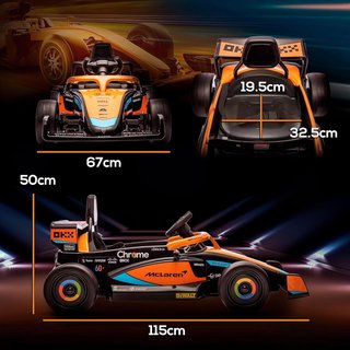 Coche Eléctrico de 12V para Niños de 3-5 Años con Licencia McLaren, Coche Eléctrico con Suspensión, Control Remoto, Música, MP3 y Claxon, en PP y Acero Inoxidable, 115X67X50 Cm, Naranja