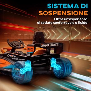 Coche Eléctrico de 12V para Niños de 3-5 Años con Licencia McLaren, Coche Eléctrico con Suspensión, Control Remoto, Música, MP3 y Claxon, en PP y Acero Inoxidable, 115X67X50 Cm, Naranja