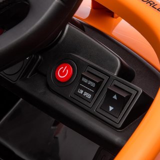 Coche Eléctrico de 12V para Niños de 3-5 Años con Licencia McLaren, Coche Eléctrico con Suspensión, Control Remoto, Música, MP3 y Claxon, en PP y Acero Inoxidable, 115X67X50 Cm, Naranja