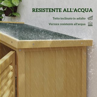 Caseta de Herramientas de Jardín de Madera de Abeto y Pino con 4 Compartimentos, Armario Exterior para Herramientas de Jardín con Techo Impermeable, 87X46.5X160Cm, Amarillo
