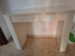 Mesa consola extensible madera blanca lacada.