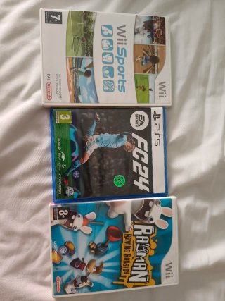 Lote 3 juegos PS5 y Wii, Rayman, ea fc 24, sports