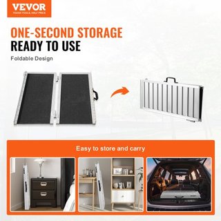 Rampa de Silla de Ruedas Portátil, Capacidad de 362.9 kg 61 cm, Rampa de Umbral Plegable de Aluminio Antideslizante, Rampa Plegable para Scooter de Movilidad, Rampa para Silla de Ruedas, Rampa par...
