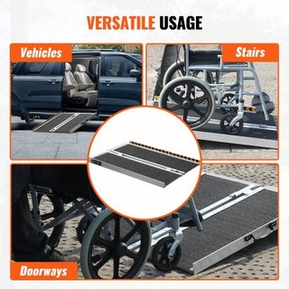 Rampa de Silla de Ruedas Portátil, Capacidad de 362.9 kg 61 cm, Rampa de Umbral Plegable de Aluminio Antideslizante, Rampa Plegable para Scooter de Movilidad, Rampa para Silla de Ruedas, Rampa par...