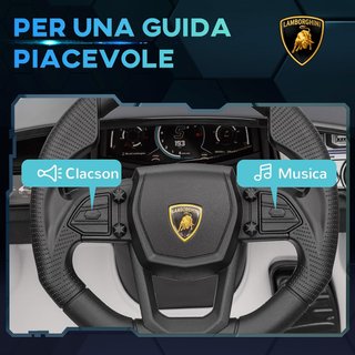 Coche Eléctrico para Niños 3-5Años 12V Licencia Lamborghini Revuelto 3-5Km/H Coche Eléctrico para Niños Puertas de Mariposa, 2 Motores, Suspensiones, Control Remoto, Música, Ruedas, Faros, Blanco