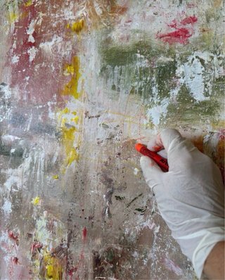 Cuadro abstracto pintado a mano.