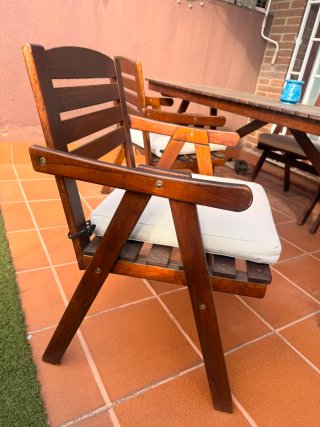 Conjunto de Mesa y 4 Sillas de terraza Madera