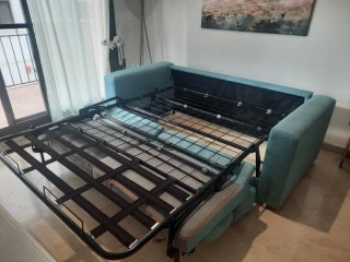 Sofá Cama Italiano Tela Azul