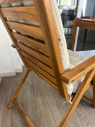 Silla de jardín plegable madera y tela
