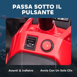 Quad Eléctrico de 12V para Niños de 3-5 Años 3-8Km/H, Coche Eléctrico para Niños con Batería de 10AH, Música, MP3, USB, Tarjeta TF, Faros y Pedal, en PP y Metal, 100X65X73 Cm, Rojo