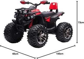 Quad Eléctrico de 12V para Niños de 3-5 Años 3-8Km/H, Coche Eléctrico para Niños con Batería de 10AH, Música, MP3, USB, Tarjeta TF, Faros y Pedal, en PP y Metal, 100X65X73 Cm, Rojo