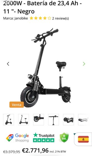 Patinete Eléctrico Janobike T10 Dorado 2000w 70kmh