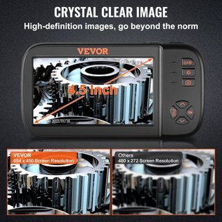 Cámara Endoscópica de Triple Lente, Cámara de Inspección Borescope de Pantalla IPS de 11.4 cm con Lente de 1080P, Cable Semi-rígido, 8 Luces, Batería de 2860 mAh, Endoscopio Impermeable para Auto,...