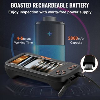 Cámara Endoscópica de Triple Lente, Cámara de Inspección Borescope de Pantalla IPS de 11.4 cm con Lente de 1080P, Cable Semi-rígido, 8 Luces, Batería de 2860 mAh, Endoscopio Impermeable para Auto,...