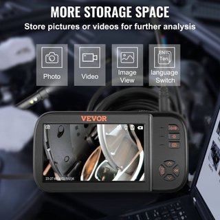 Cámara Endoscópica de Triple Lente, Cámara de Inspección Borescope de Pantalla IPS de 11.4 cm con Lente de 1080P, Cable Semi-rígido, 8 Luces, Batería de 2860 mAh, Endoscopio Impermeable para Auto,...