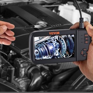 Cámara Endoscópica de Triple Lente, Cámara de Inspección Borescope de Pantalla IPS de 11.4 cm con Lente de 1080P, Cable Semi-rígido, 8 Luces, Batería de 2860 mAh, Endoscopio Impermeable para Auto,...