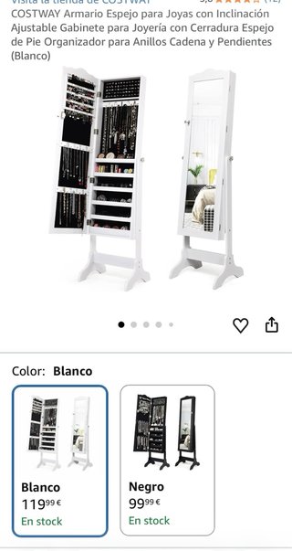 Mueble espejo joyero blanco