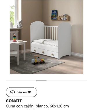 Cuna IKEA Gonatt Blanca Cajón Colchon visco baby