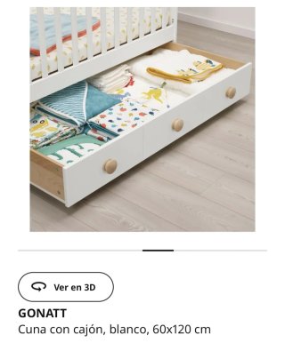 Cuna IKEA Gonatt Blanca Cajón Colchon visco baby