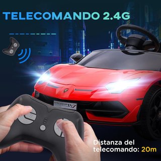 Coche Eléctrico para Niños de 12V 2 Motores Con Licencia Lamborghini, Coche Eléctrico para Niños Con Suspensiones, Control Remoto 2.4G, Faros, Claxon y Música, 3-5Km/H, Rojo