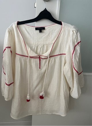 Camisa Cortefiel bordada blanca