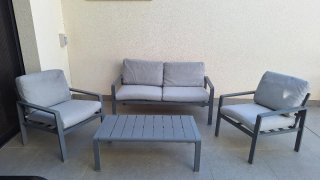 Conjunto Muebles Jardín metal gris