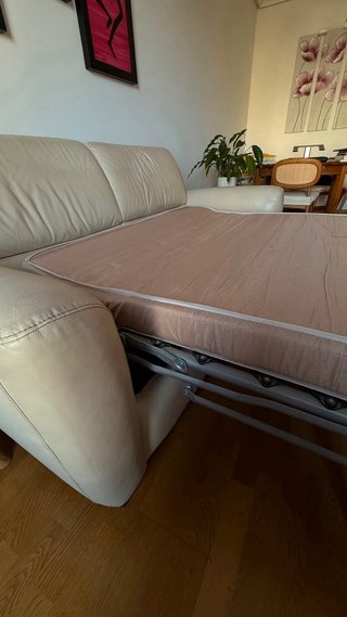 Sofá cama piel beige 2 plazas