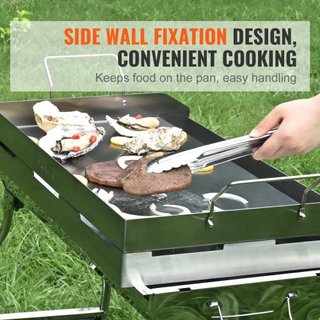 Plancha para Estufa, Plancha de Acero Inoxidable Pre-Sazonada de 23.5"x16", Sartén Rectangular para Doble Quemador, Utensilio de Cocina Familiar Antiadherente con Mangos y Canal de Aceite, para BB...