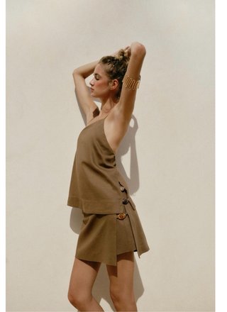 Top halter con lino abalorios