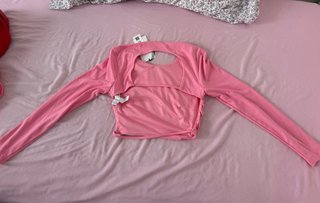 Top rosa manga larga con abertura S