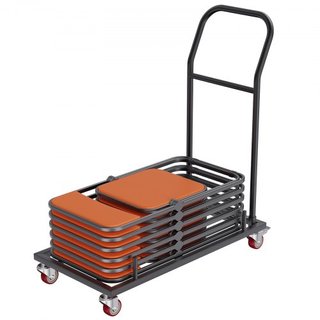 Carro para Sillas Plegables, Carro Comercial de Hierro con Capacidad para 12 Sillas, Carro de Estante para Sillas Plegables con 4 Ruedas, Carro de Transporte y Almacenamiento para Sillas de Plásti...